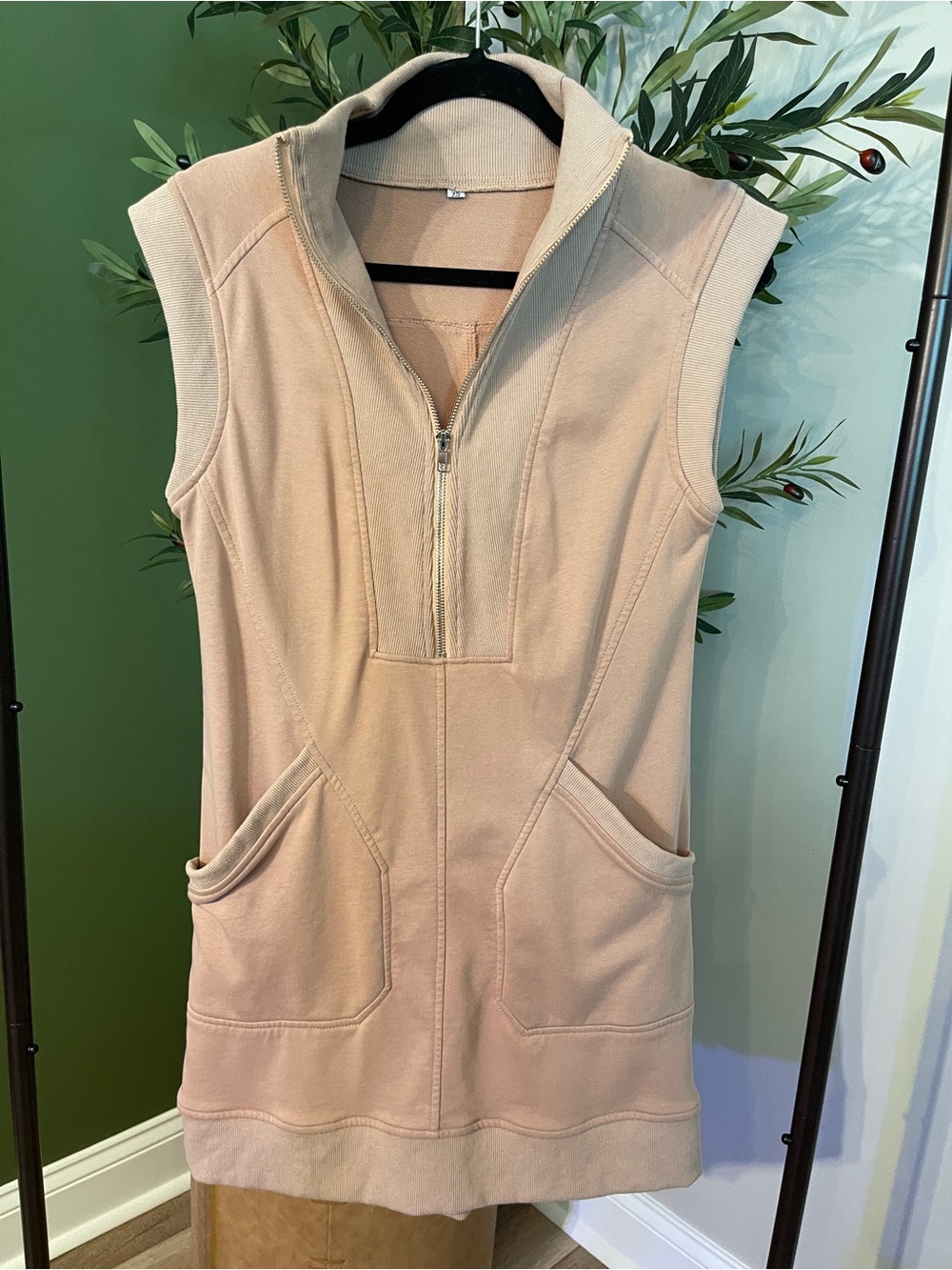 Amazon Women's Sleeveless Zip-Front Dress in Beige